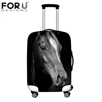 

FORUDESIGNS Cool Black Luggage Cover Animal Horse Print 3D Suitcase Protective Covers for 18-32 Inch Travel Suitcase Dustproof
