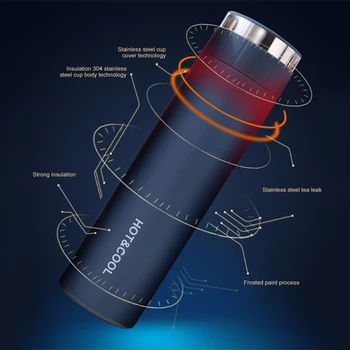 

500ML Thermos Tea Vacuum Flask With Filter Stainless Steel 304 Thermal Cup Coffee Mug Water Bottle Office Business Home Thermo