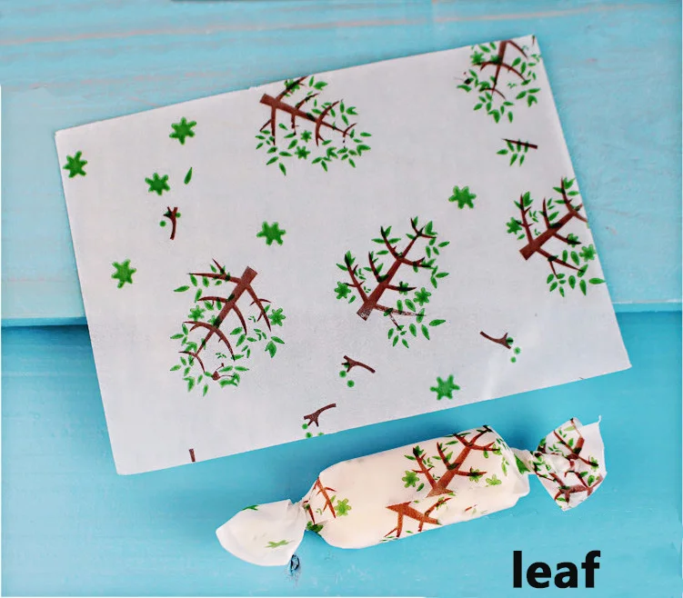 leaf 500 шт/партия разнообразная упаковка для хлебобулочных изделий Nougat wrap Baby Shower Festival Свадебная вечеринка подарок упаковочная бумага для конфет - Цвет: leaf