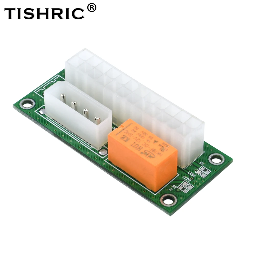 TISHRIC Dual PSU Power Supply Sync Adapter Add2psu ATX 24Pin To 4pin/SATA Molex Synchronous Connector Riser Cable Miner Mining