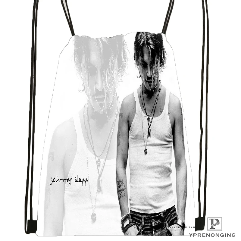

Custom Johnny Deep Drawstring Backpack Bag for Man Woman Cute Daypack Kids Satchel (Black Back) 31x40cm#180531-01-22