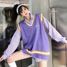 Элегантный стиль, шикарный свитер, жилет для женщин, повседневный Свободный вязаный жилет для девушек, без рукавов, v-образный вырез, вязаный Топ