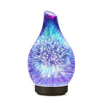 

3D Glass Ultrasonic Essential Oil Aroma Diffuser 100ml Led Light Cool Mist Air Humidifer atomizer for Office Home Spa