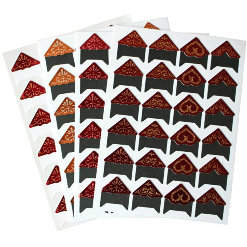 96pcs(4 sheets)Gold Glitter Paper Stickers For Photo Albums DIY Sticker Frame Decorations Scrapbooking Photo Album Accessories