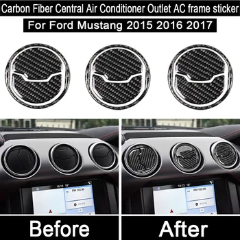 

Real carbon fiber Central Air Conditioner Outlet AC frame Sticker Decor Car-Styling Accessories for Ford Mustang 2015-2017