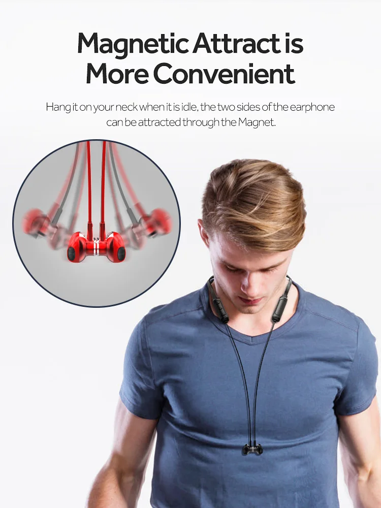 Q7 Bluetooth 5 0 Earphone 4D Sound Wireless Headset Neck hanging 135mAh large battery Magnetic Attraction for SmartPhone