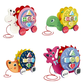 

Mini Cartoon Animal Pull Rope Toys Early Education Traction Line Car Toys