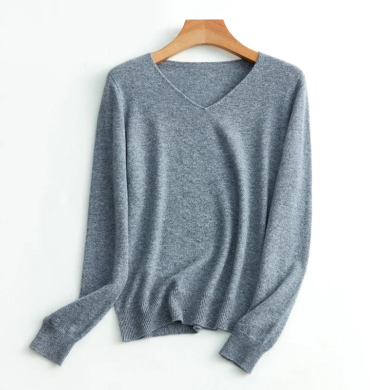 SuyaDream Women Sweaters High Quality 100%Cashmere Basic V neck Pullovers 2021 Fall Winter Simple Chic Knit Wear SuyaDream Women Sweaters High Quality 100%Cashmere Basic V neck Pullovers 2021 Fall Winter Simple Chic Knit Wear