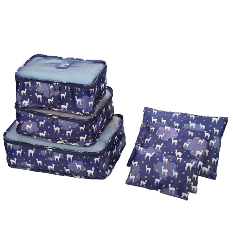 Новинка 6 шт./компл. сумка-Органайзер для путешествий портативная тканевая сумка чемодан для хранения Чемодан шикарные сумки унисекс использовать аксессуары для путешествий - Color: Staying alpaca