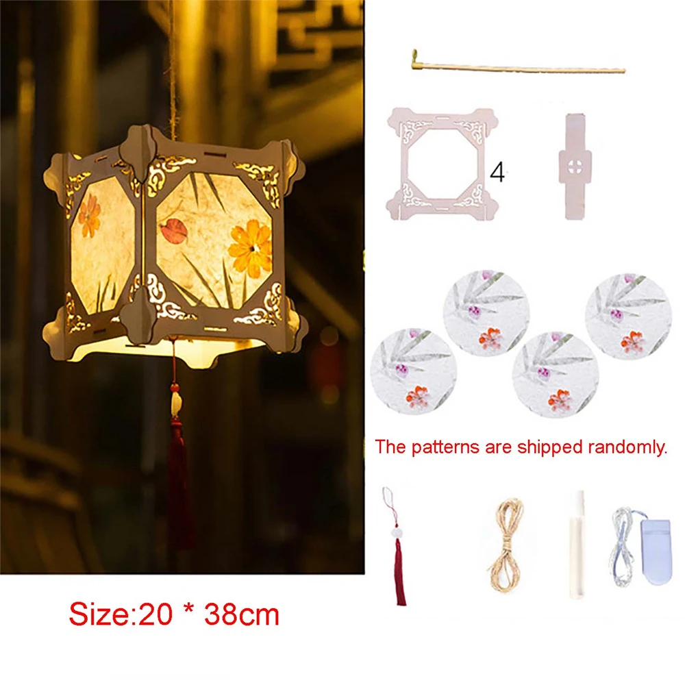 Description Picture 3 of itemDIY Handmade Flower Paper Lantern Set Vintage Chinese Style Blossom Flower Light Portable Lamp Festival Glowing Lanterns Gift