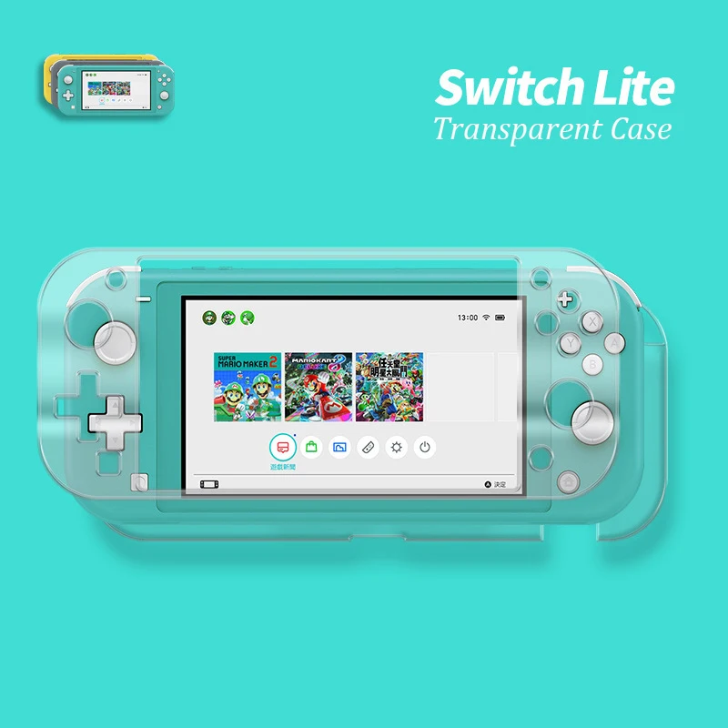 Жесткий Чехол для ПК с кристаллами Nintendo Switch Lite прозрачный чехол Mini закаленное