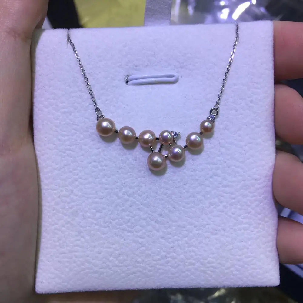 YIKALAISI, 925 пробы, Серебряное ювелирное изделие, жемчужное ожерелье,, ювелирное изделие из натурального жемчуга, 4-5 мм, жемчужное ожерелье для женщин
