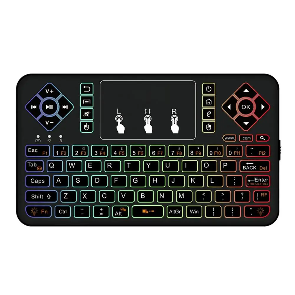 Q9 Q9 мини цветная Bluetooth беспроводная клавиатура RGB 3 вида цветов с подсветкой с сенсорной панелью Air mouse пульт дистанционного управления для Android tv Box Tablet - Цвет: Q9