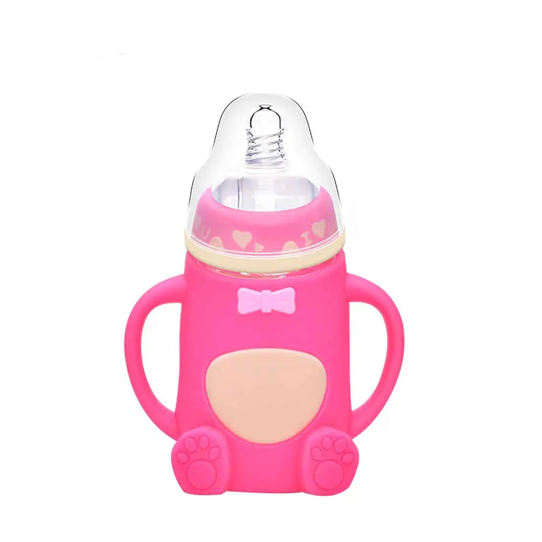 Милый, для новорожденных и малышей кормления Стекло бутылка силикон, безопасный для ребенка молочная бутылка с ручкой мягкий рот новорожденных Пейте обучение бутылочка для кормления - Цвет: 6