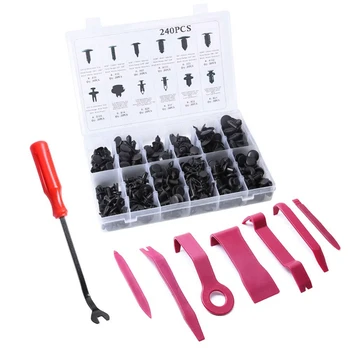 

Auto Body Plastic Push Pin Rivet Fasteners Trim Clip Moulding Clips with Removal Tool Screwdriver, Door Trim Panel Clips for BMW