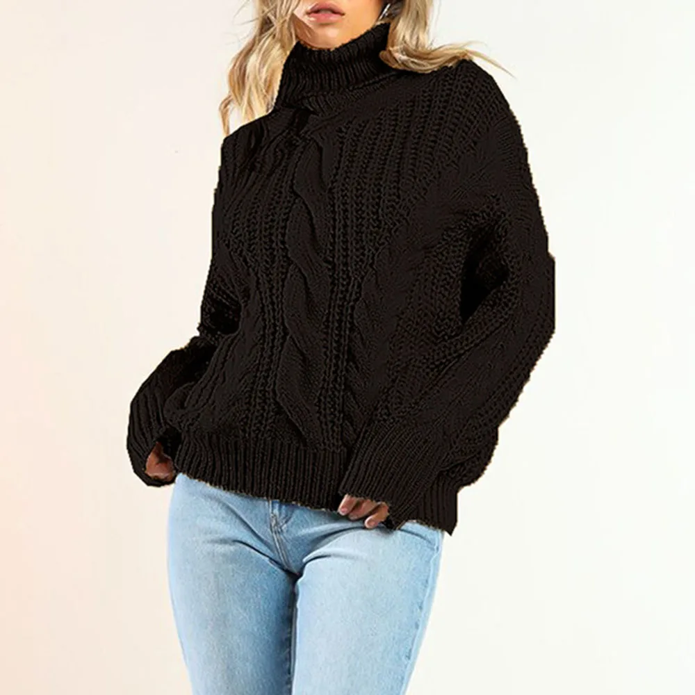 

Bohoartist Winter Fall 2019 Women's Solid Color Turtleneck Sweaters Warm Plain Oversize Loose Casual Sweaters Lady Pullover