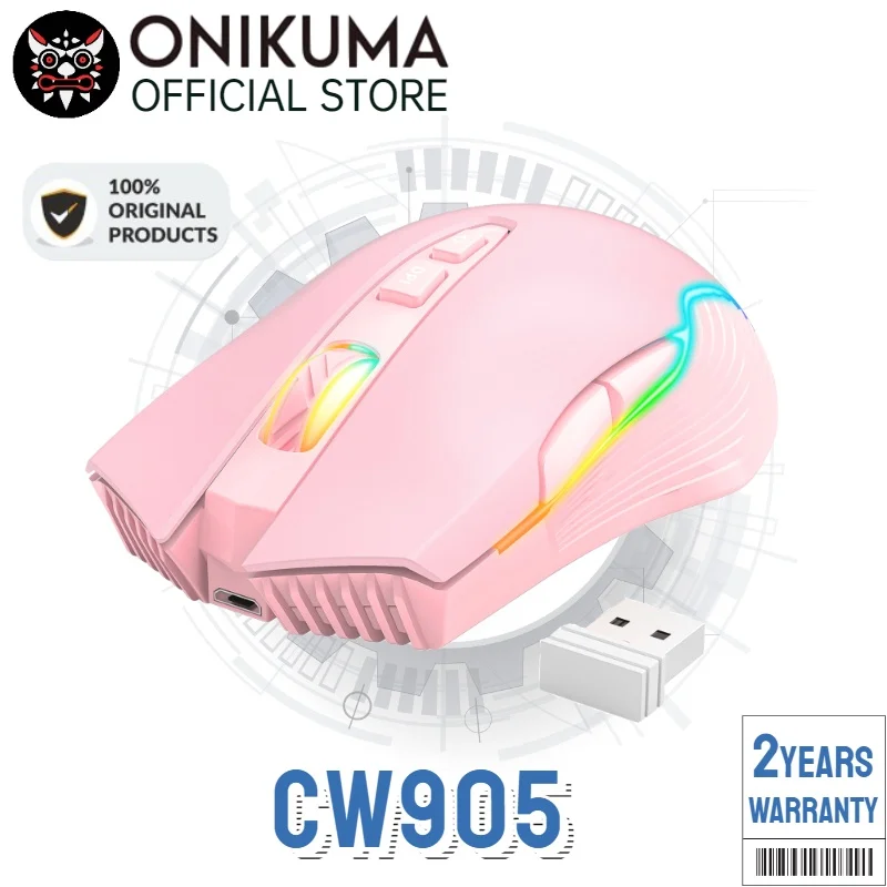 Беспроводная игровая мышь Onikuma CW905 перезаряжаемая компьютерная с RGB-подсветкой 5
