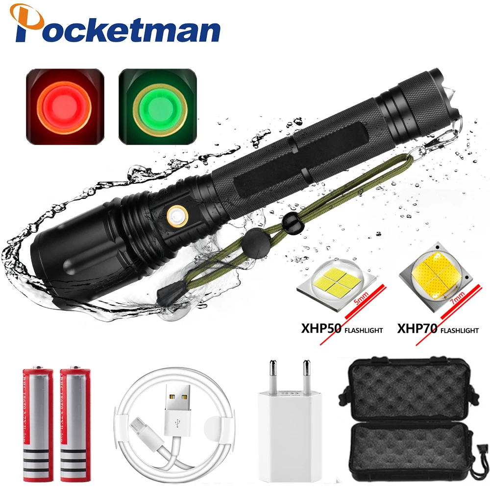 

120000LM Powerful LED Flashlight XHP70.2 Rechargeable Torch XHP50 USB Zoom Lantern XHP70 Hunting Lamp Fishing Use 26650