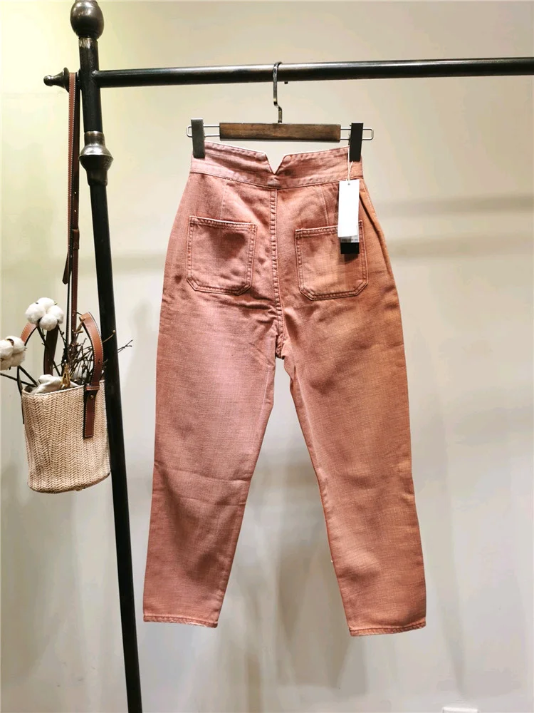 

2020 Women Summer Jeans Simple Joker Two Buckle Loose Jeans