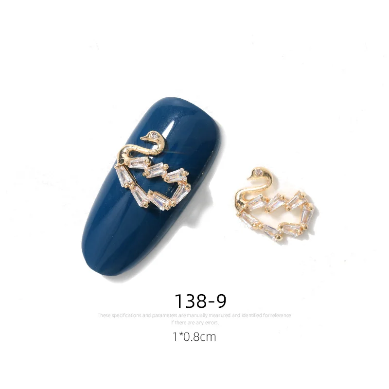 Latest 2 pieces alloy Zircon Nail art decoration luxury zircon rhinestone tassel / heart / wing nail jewelry high end long nail - Цвет: 138-9