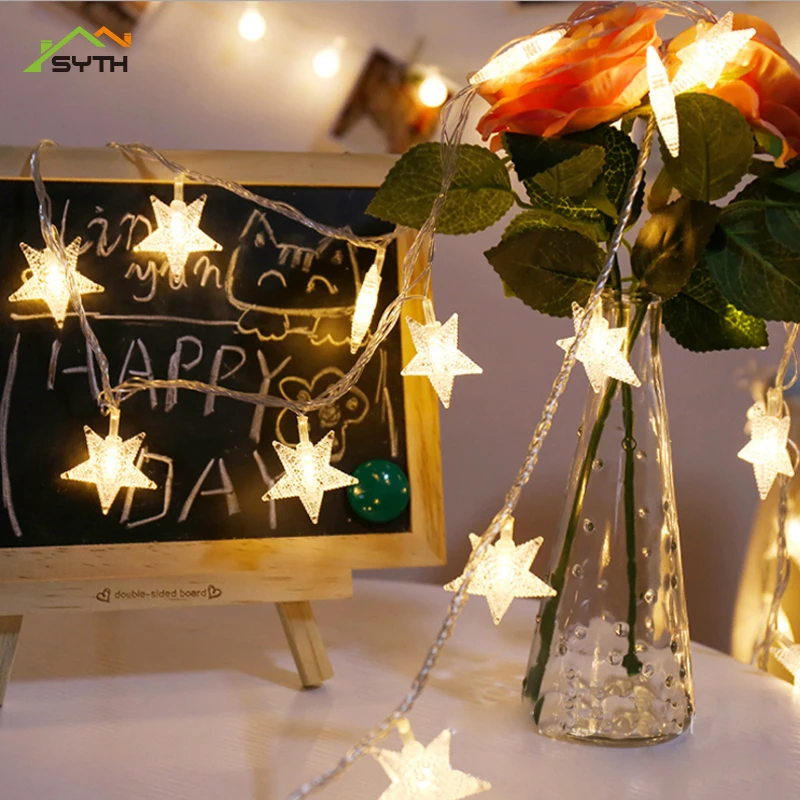 Светодиодный Рождественский перламутровый светильник с пентаграммой и звездой