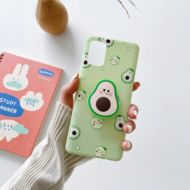 Cartoon Phone Holder Case For Samsung Galaxy A50 A70 A30S A40 A20 A30 A10 A11 A20E A21S A31 A7 A8 A6 Plus 2018 A41 Stand Cover Green Avocado Holder