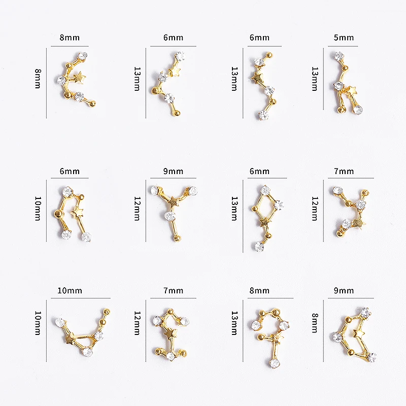 12 в форме созвездия украшения для дизайна ногтей 3D сплав для маникюра Стразы Креативные украшения Декор ногтей колеса аксессуары для самостоятельного маникюра