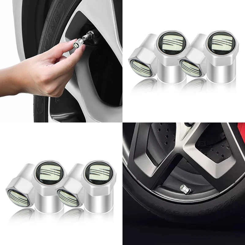 4 Uds coche insignia para válvulas de neumático de rueda de coche neumático tapones de válvula accesorios para Seat Leon Ibiza Alhambra Niva Kalina Priora Granta Largus
