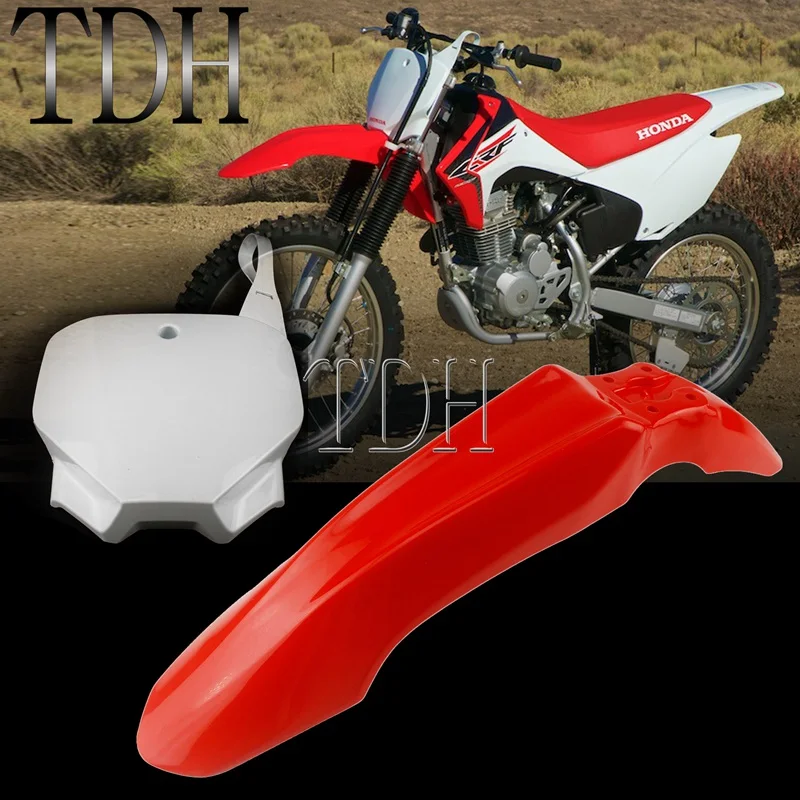 

Motocross Off Road Dirt Bike MX Front Fender + Front Number Plate Mudguard Name Board Plates for Honda CRF230F CRF150F CRF 230