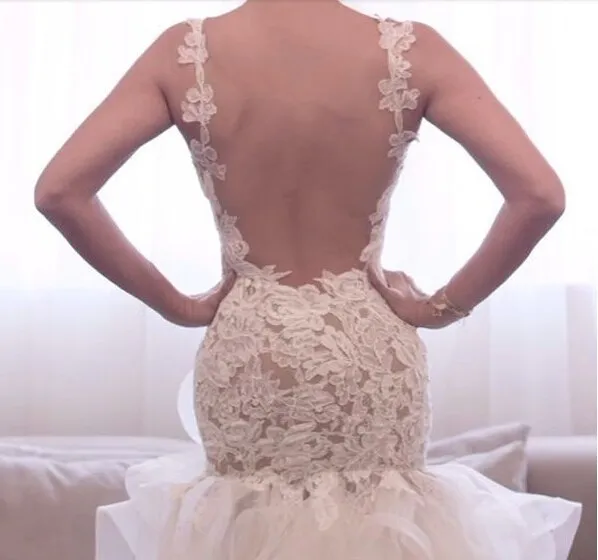 С оборками из органзы с Casamento vestido de noiva сексуальный с низким вырезом на спине Романтический свадебное платье платья для матери невесты