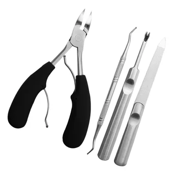 

1 Set/3pcs Professional Nail Art Tools Stainless Steel Nail Clipper Cutter Trimmer Nail File Set for Home Travel Hotel (Black +