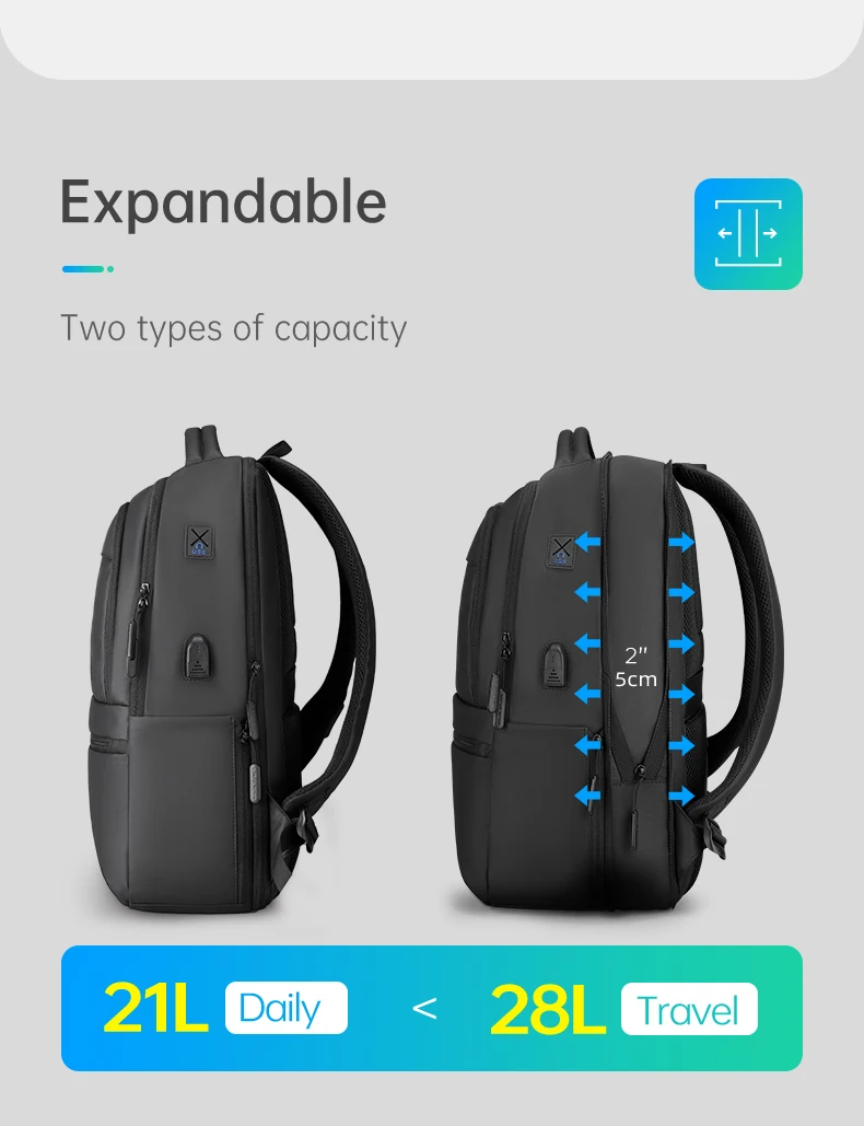 Ransel Travel Yang Dapat Diperluas Tas 