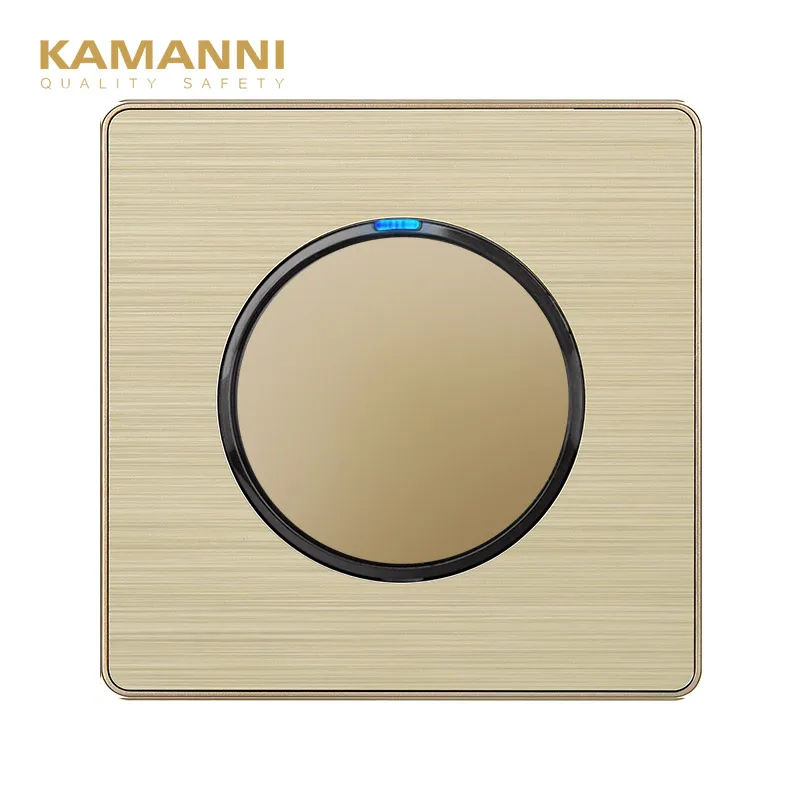 

KAMANNI Aluminum Alloy Led Indicator Luxury Switch 1/2/3 Gang 1/2 Way Button Recovery Brushed Panel Control Wall Light Switch