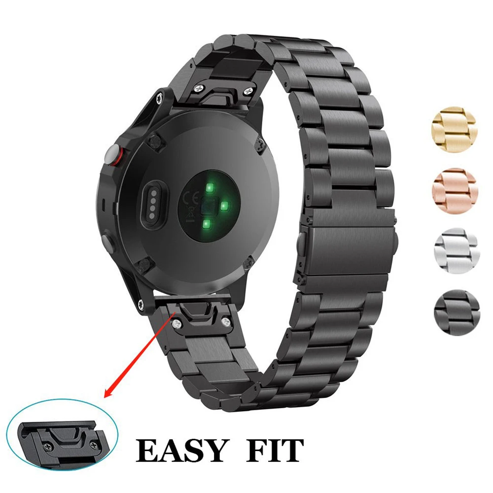 26 22 мм Quick Release Easy Fit нержавеющая сталь наручный ремешок для часов, ремешок для наручных gps-часов Garmin Fenix 5x, 5 Plus 3 3HR S60 D2 Mk1 Смарт-часы