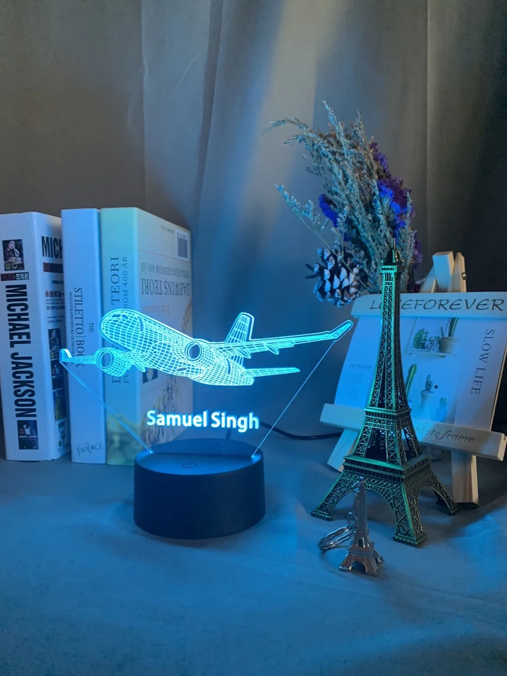 Пользовательская 3d лампа голограмма самолета детский ночник с крутым именем
