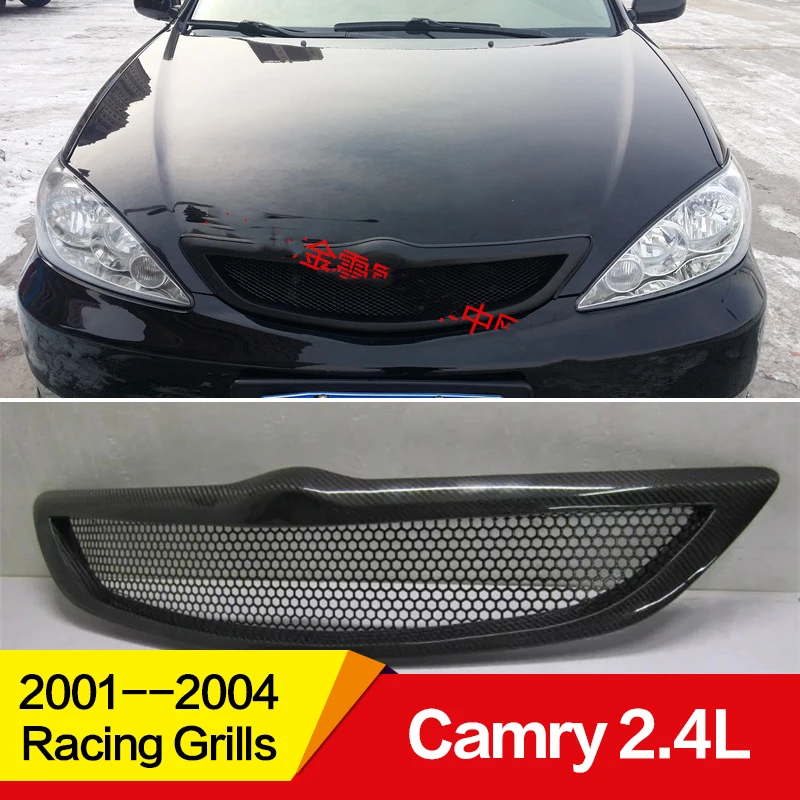 Использовать для toyota camry 2.4L гоночные грили 2001-04 года глянцевое углеродное волокно/FRP Refitt Передняя Центральная гоночная решетка крышка аксессуары