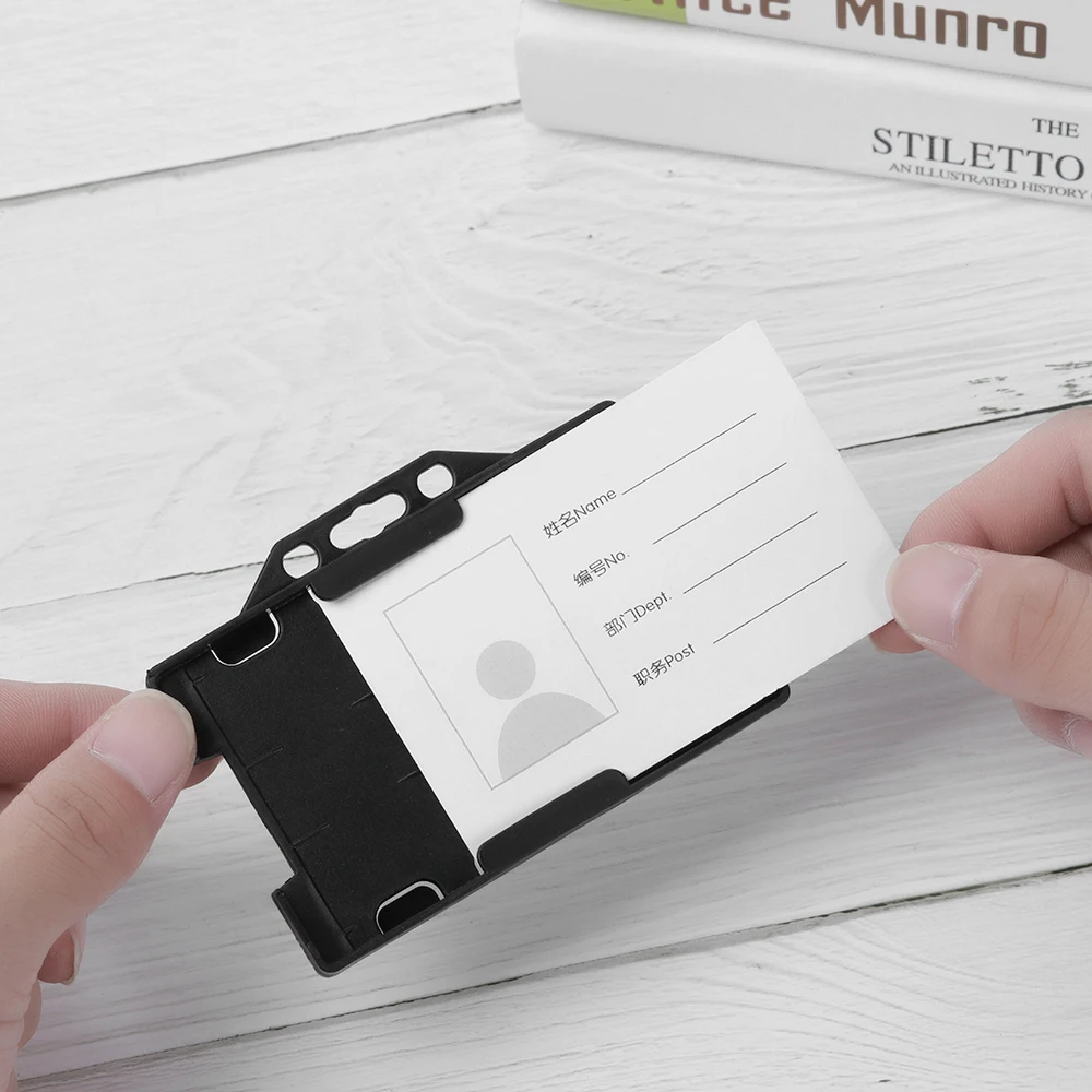 Portable Double Sided Hard Plastic Badge Work ID Card Holders Protector Case Cover Office School Supplies 1PC