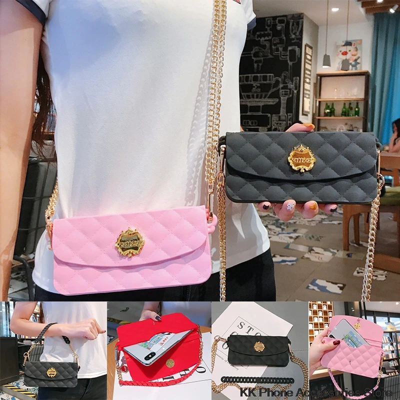 

Universal Crossbody Soft Silicone Wallet Handbag For Samsung Note 10 S10 Plus A70 Phone Case For iPhone 6s 7 8 Plus XS Max XR X