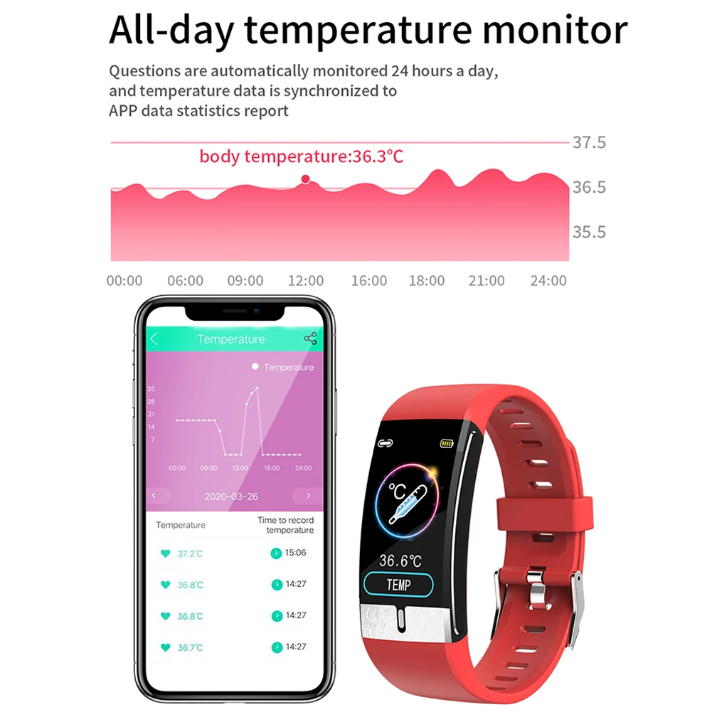 Fitness Tracker Bracelet Body Temperature Monitor