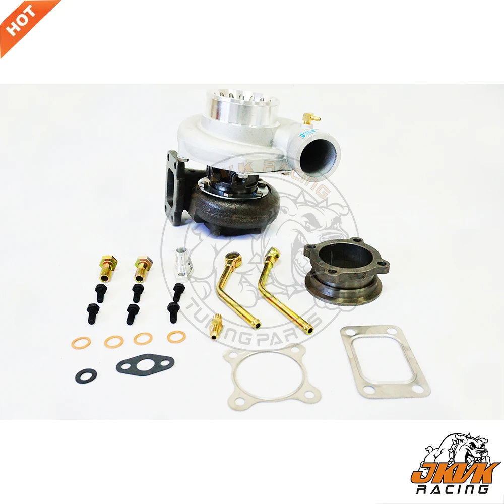 Jkvk Racing Gt35 Turbocharge T3 Flangia Single Scroll Anti-Surge 3 ''V-Band 500 Hp Raccordo Olio Scarico Turbo Carica