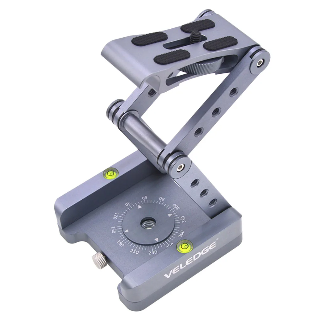 

Folding Z Flex Tilt Head Aluminum Alloy Camera Bracket with Spirit Level for DSLR Camera Camcorder Tripod