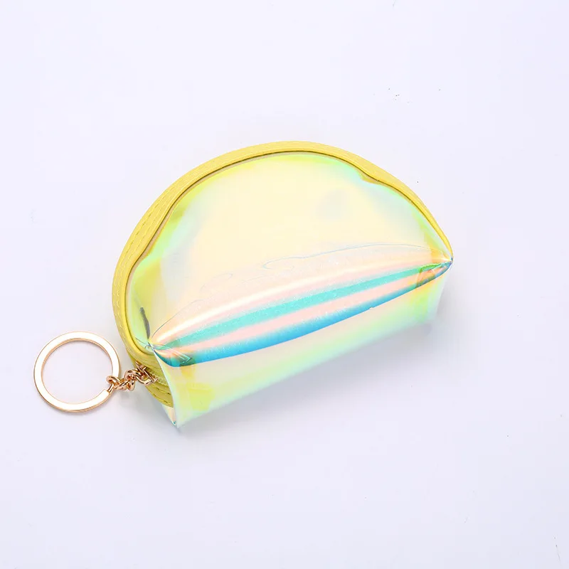 Прозрачная Лазерная оболочка маленькая сумка голографическая женская ПВХ кошельки для монет модная прозрачная сумочка для девочек держатель для карт для детских кошельков - Цвет: Yellow