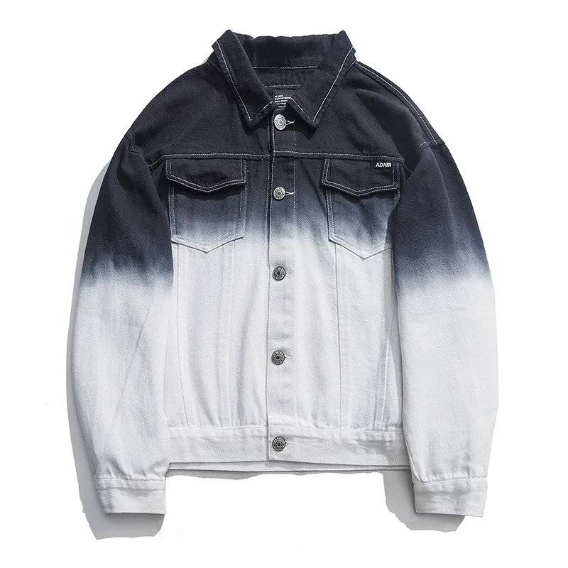 

2019 Autumn New Style Japanese-style Retro Popular Brand Jacket Men's Gradient Dyed Loose-Fit Jeans Coat Men'S Wear on Clothes