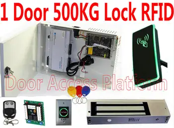 

1 Door 500Kg,1100lbs Magnetic lock,PSU Power supply card reader125KHz locker access controller panel Web+TCP control+ID reader