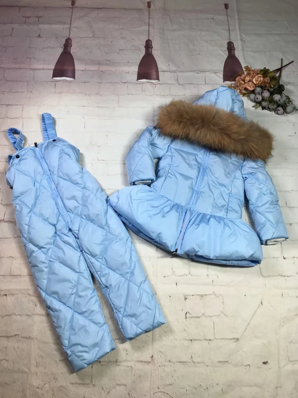 Г. Зимняя куртка с натуральным мехом енота Детский костюм куртка+ штаны, костюм-двойка лыжные костюмы для мальчиков и девочек Детский пуховик, верхняя одежда, парка