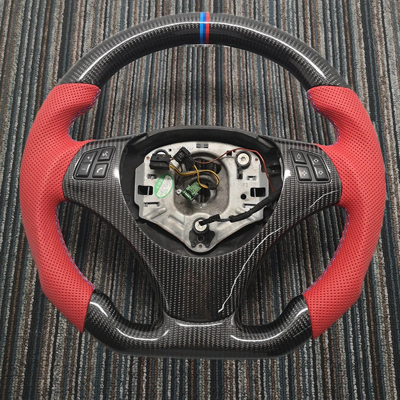 Carbon Fiber Racing Steering Wheel Preforated Leather  100% Real Carbon Fiber For BMW E90 320i 325i 330i 335i E87 120i 130i 120d