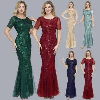 

Formal Dresses Evening Gown Plus Size for Women Sequin Mesh Mermaid Maxi Party Dress Elegant