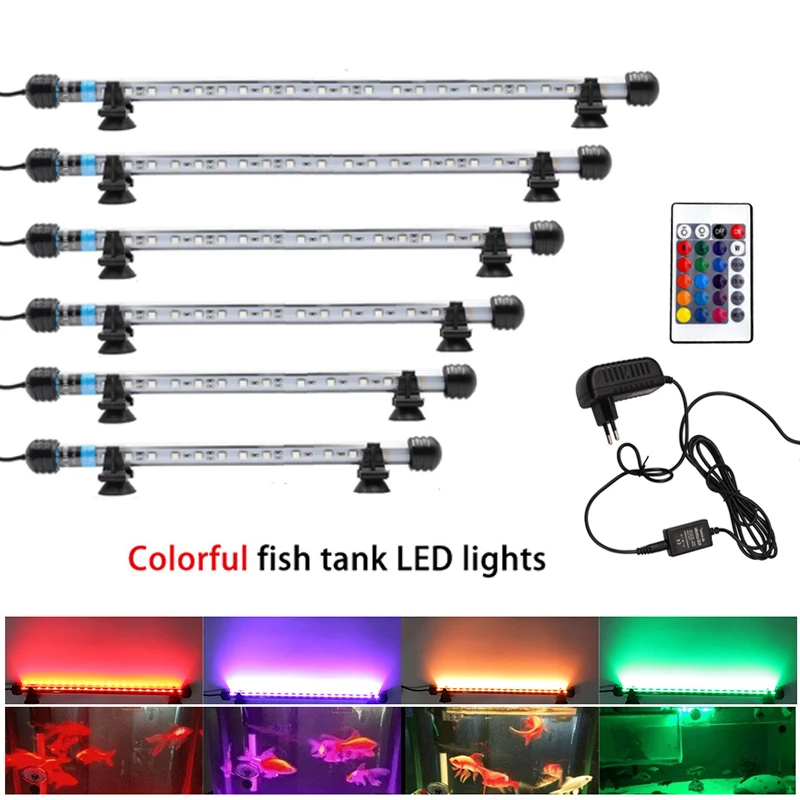 

18-112cm RGB LED Aquarium Light Fish Tank Light Submersible Underwater Clip Lamp Waterproof LED Aquarium Lights EU Plug