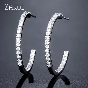

ZAKOL New Arrival 2 Size Design Tinny Rounnd Micro Pave Cubic Zirconia Circle Hoop Earrings Fashion Cz Women Jewelry FSEP2530