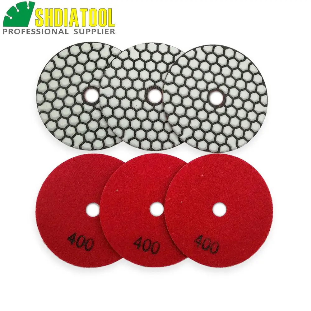 SHDIATOOL 6pcs Diamond Dry Polishing Pads For Granite Marble Ceramic